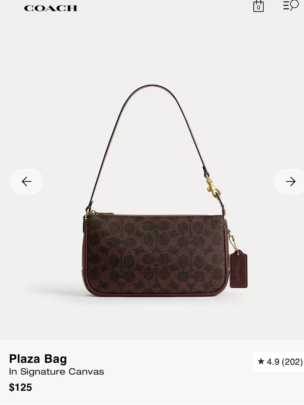 Coach Brown Signature Canvas Shoulder Bag with Gold Hardware